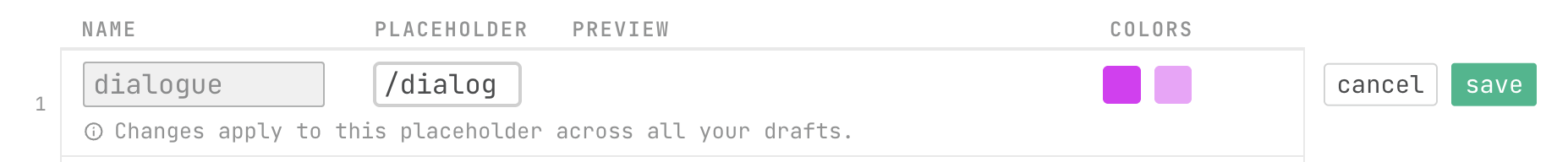 placeholder edit mode