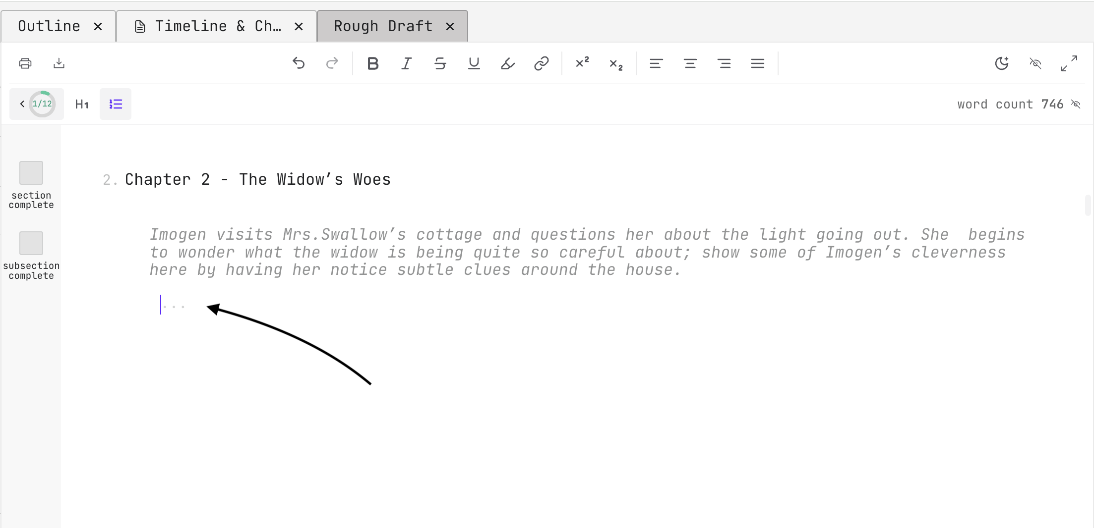 rough draft - drafting area